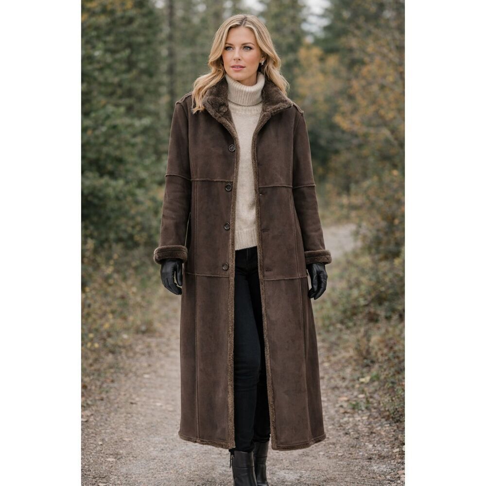 Centigrade Outerwear Brown Faux Suede Vintage Penny Lane Style  Coat